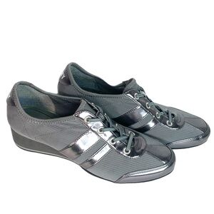 DKNY Rania Lace Up Wedge gray Sneakers Sz:10